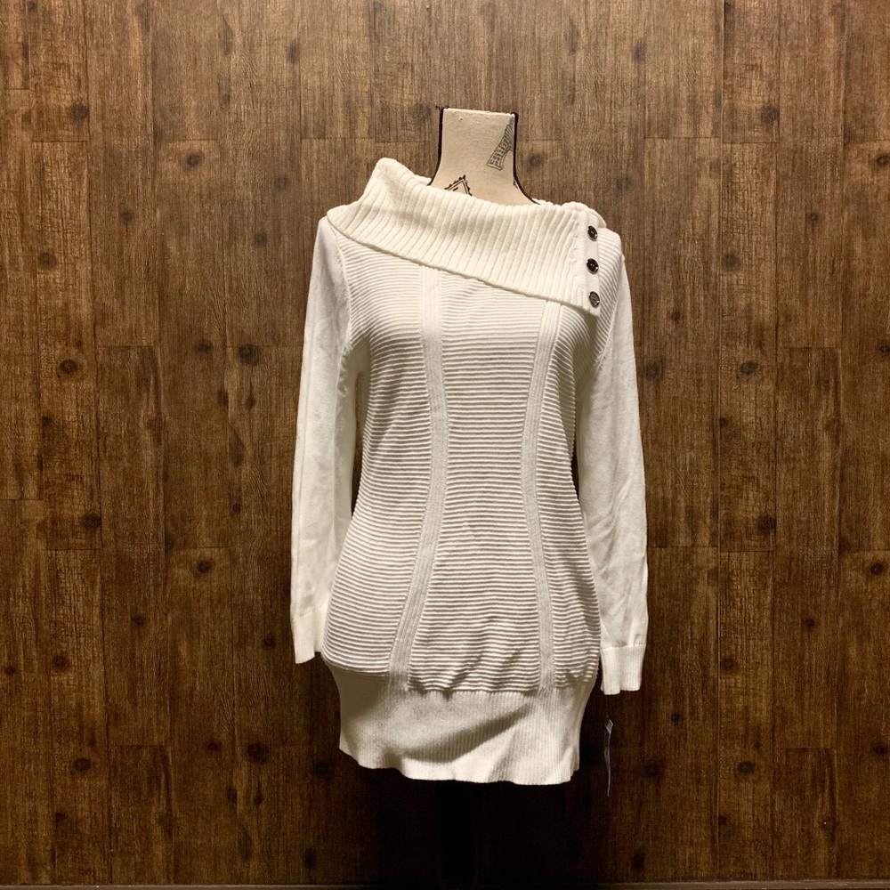 Button-Neck Tunic Sweater- BRAND NEW